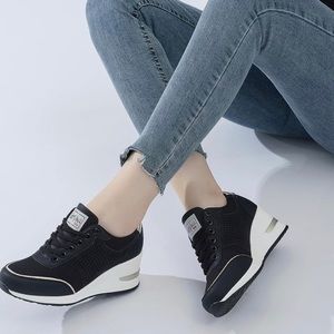 Black Wedge Sneakers